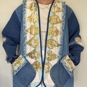 Hand made quilted denim jacket